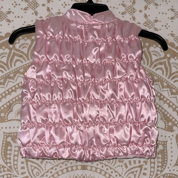 “KIDS HEADQUARTERS” GIRLS PINK ZIP-UP PUFFER VEST WITH BOWS & RHINESTONES SIZE 5 - Picture 4 of 6